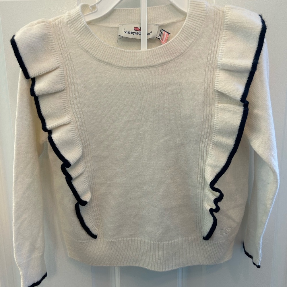 Vineyard Vines Marshmallow Sweater with Ruffle Detail